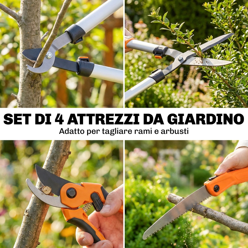 Set Giardinaggio 4 Pezzi ¨C zephmum ¨C Cesoie Troncarami Forbici Seghetto Pieghevole