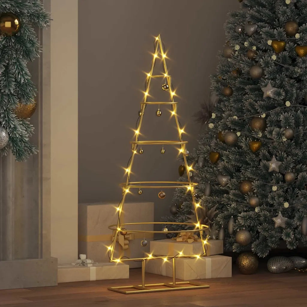 Albero di Natale | Decorazioni natalizie in metallo con supporto Oro 90 cm