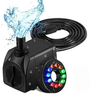 Pompa d'acqua 800 l/h - Doppia pompa - Leggera - Per fontana/giardino/lago - 12 lampade LED - 16 W