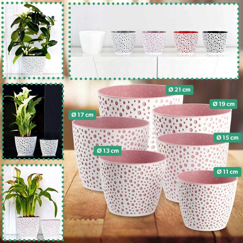 Vaso da fiori KADAX, Vaso da fiori, Vaso da fiori rotondo in plastica, 13 cm, rosa
