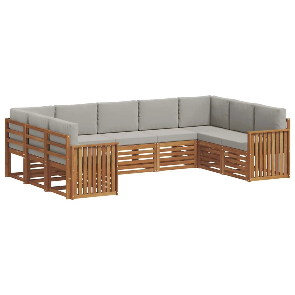 Set divano sezionale con cuscino 9 pcs Grigio Naturale e Chiaro