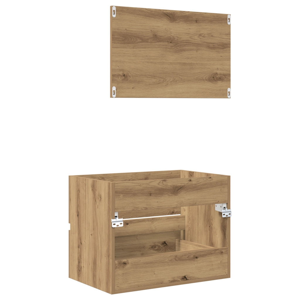 Set di mobili per il bagno 2 pezzi in rovere artigianale e legno ingegnerizzato