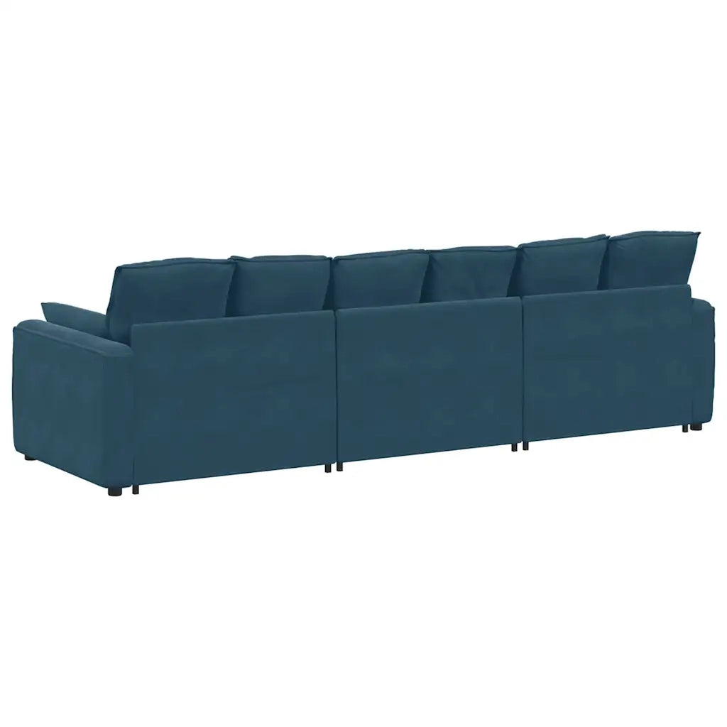 Divano Modulare con Cuscini Blu 3321098