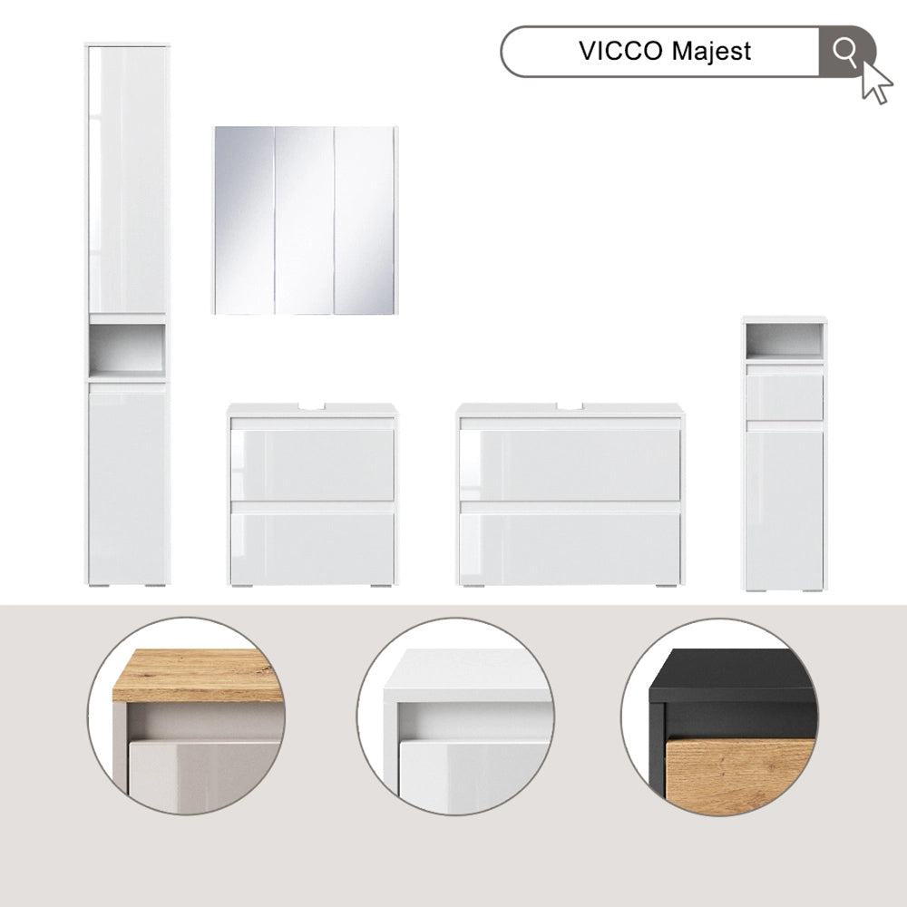 Vicco mobiletto bagno Cashmere/Artigianale 30.2 x 96.3 cm con cassetto e anta