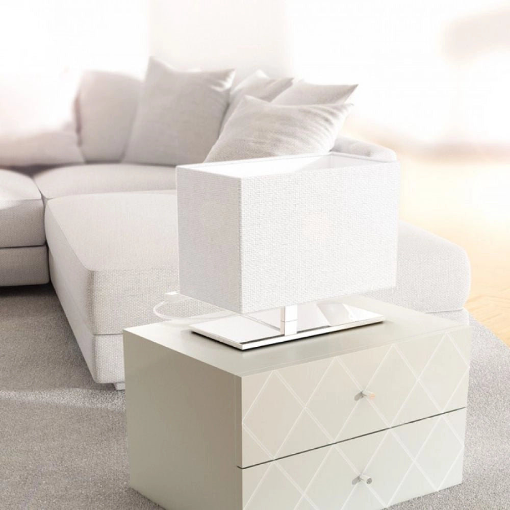 Lampada PLAZA S da tavolo bianco cromo 230V E27 42W
