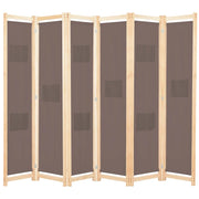 Divisorio divisorio mobile decorativo 6 pannelli marrone 240 x 170 x 4 cm tessuto 0802090
