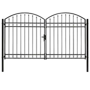 Cancello a Doppia Anta ad Arco in Acciaio 300x200 cm Nero 146341