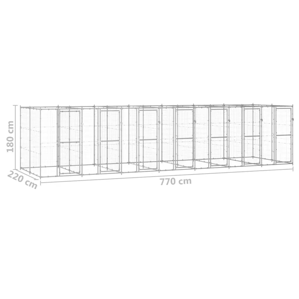 Gabbia per Cani da Esterno in Acciaio Zincato 16,94 m² 3082287
