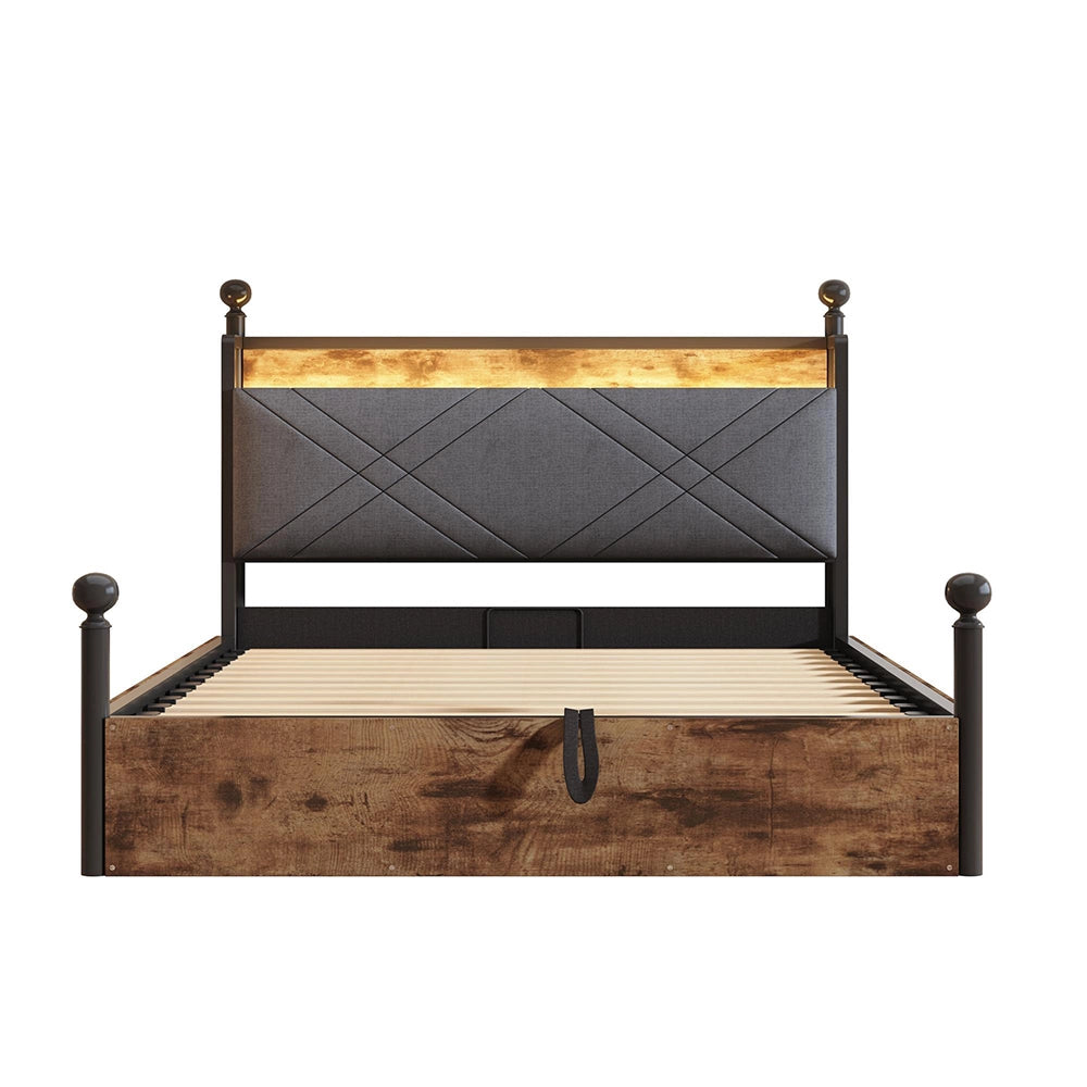 Letto ferro 140x190cm?- Xylo - idraulico LED USB baldaquin nero