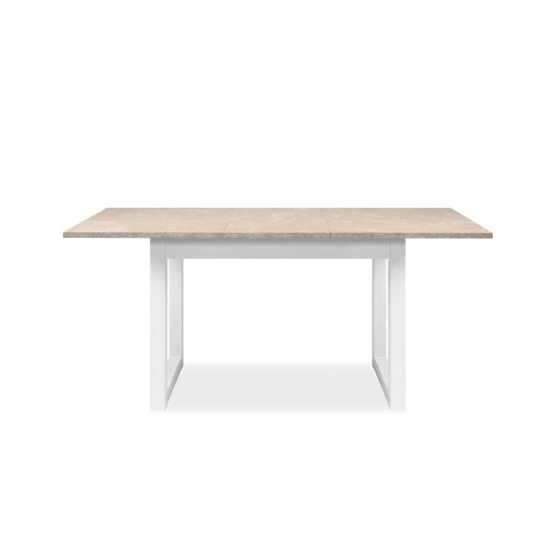 Tavolo allungabile Houston 80B con struttura bianca e piano sabbia 120x75x80 cm.