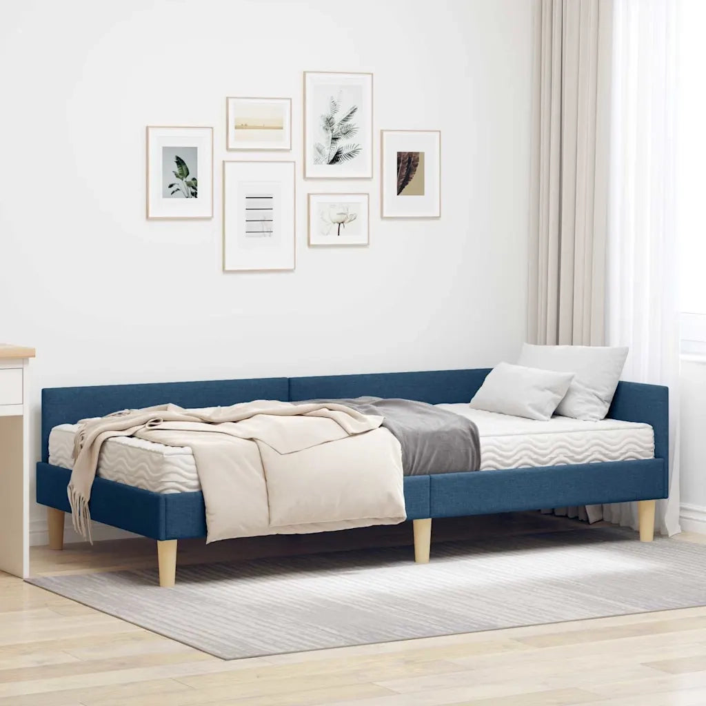 Struttura Letto Angolare con Materasso 2 pcs Blu Tessuto 3393684