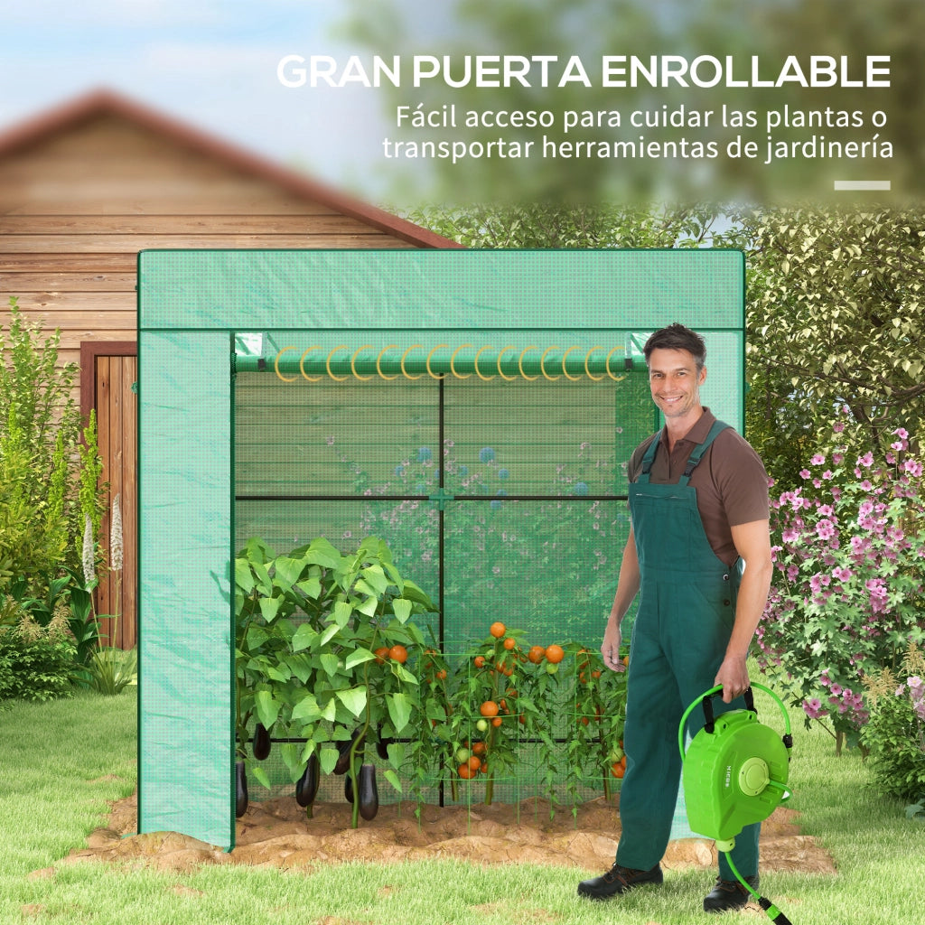 Serra da Giardino con Finestre a Rete e Porta con Cerniera 196x77x197 cm ¨C Xylo ¨C Verde