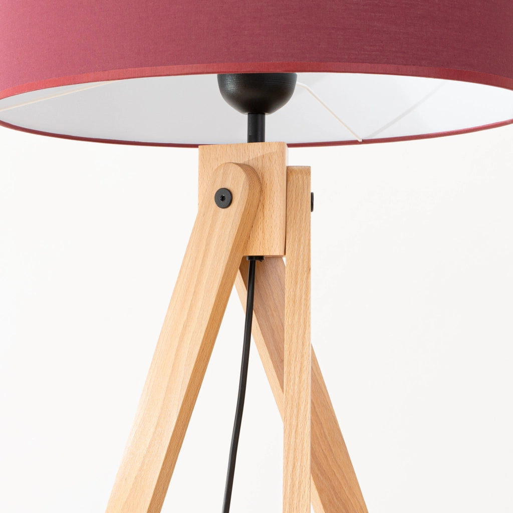 Lampada da terra treppiede legno borgogna E27 SKUMRA
