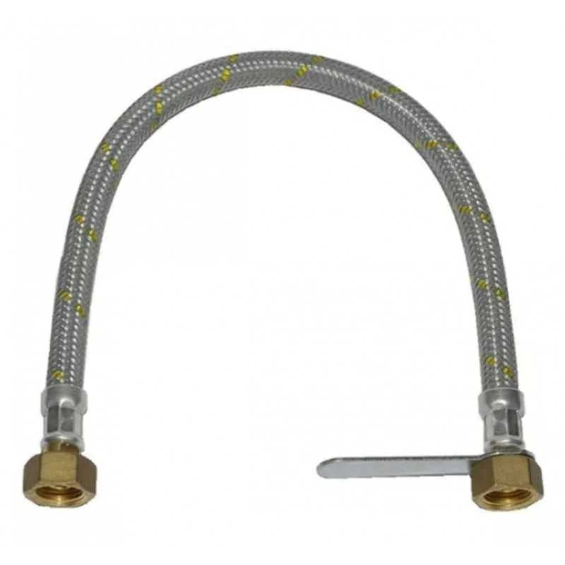 TUBO TRAVASO MANICHETTA TRECCIA METALLO GAS CENTRALINE DA 100cm FF 1-2 - UNIVERSALE