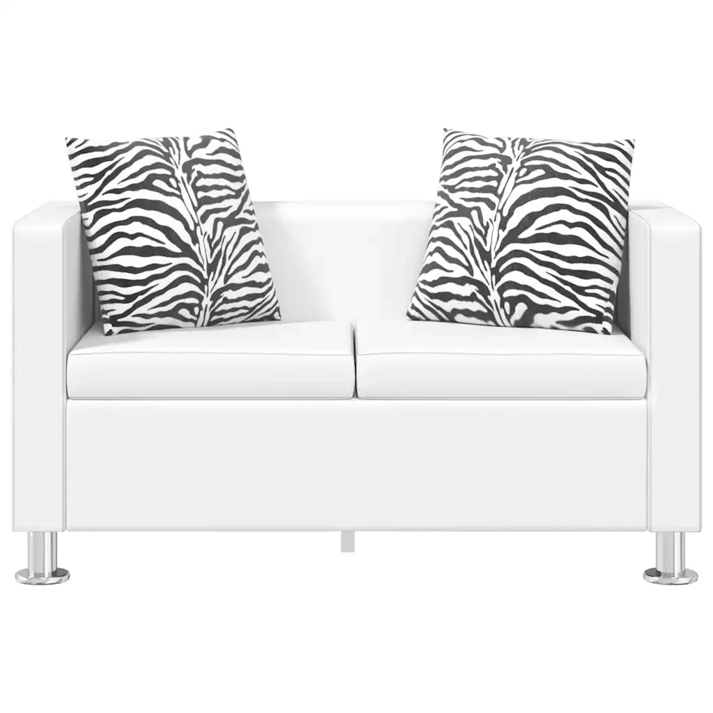 Set Divani a 2 e a 3 Posti in Similpelle Bianco  cod mxl 7702