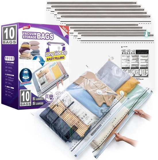 Set di sacchi per abbigliamento – 4 jumbo, 4 grandi, 4 medi, 4 piccoli, 2 sacchi a rotolo – trasporto e conservazione, riutilizzabile