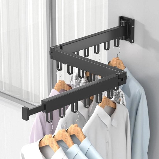 Pannelli di stoccaggio per abbigliamento retrattili per parete, pannelli di stoccaggio per abbigliamento con ganci per parete, pannelli di stoccaggio per abbigliamento retrattili con supporto per asciugamani per balcone, bagno, camera da letto