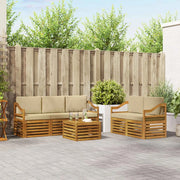 Set divani 6 pcs Naturale e Beige Legno di Acacia Massello