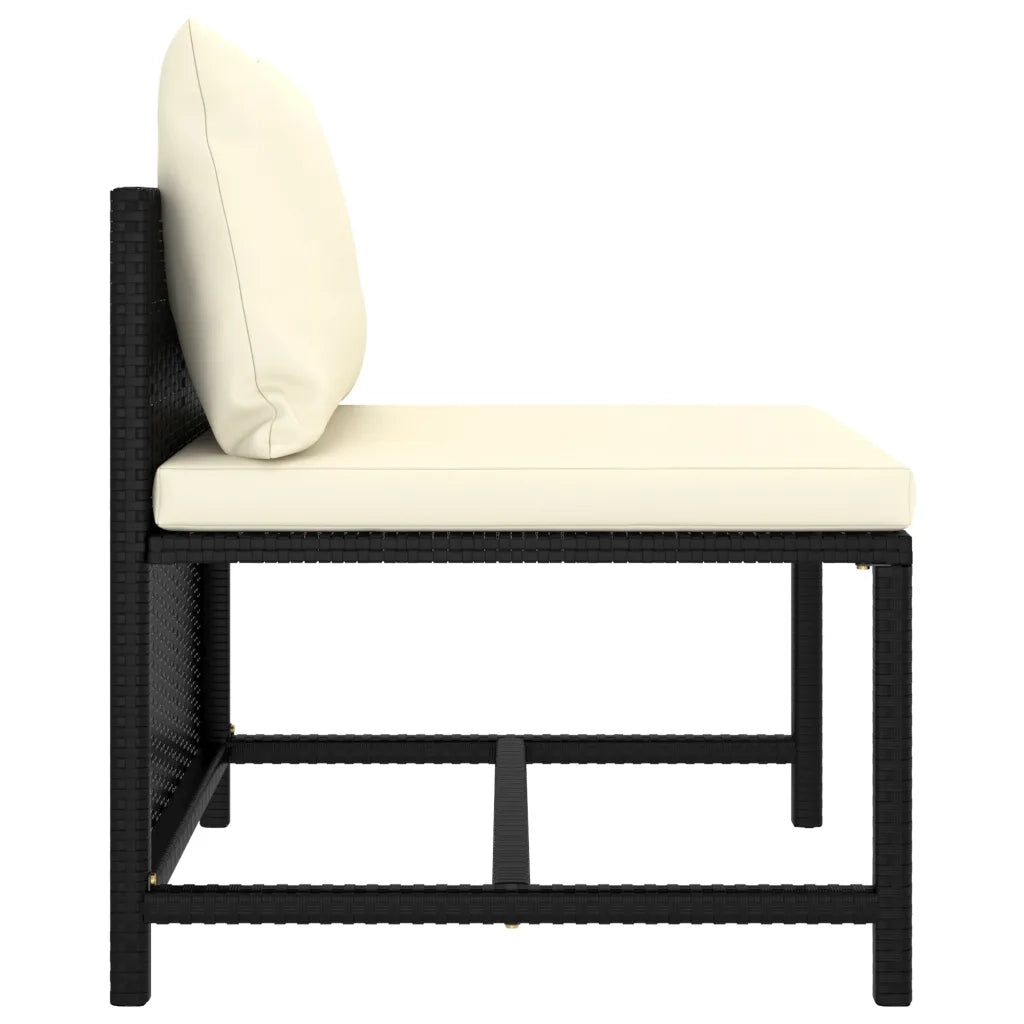 Set Divani da Giardino 6 pz con Cuscini in Polyrattan Nero 3059789