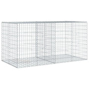 Gabbione recinto a gabbia muro di contenimento con coperchio 200 x 100 x 100 cm ferro zincato argento 02_0040139