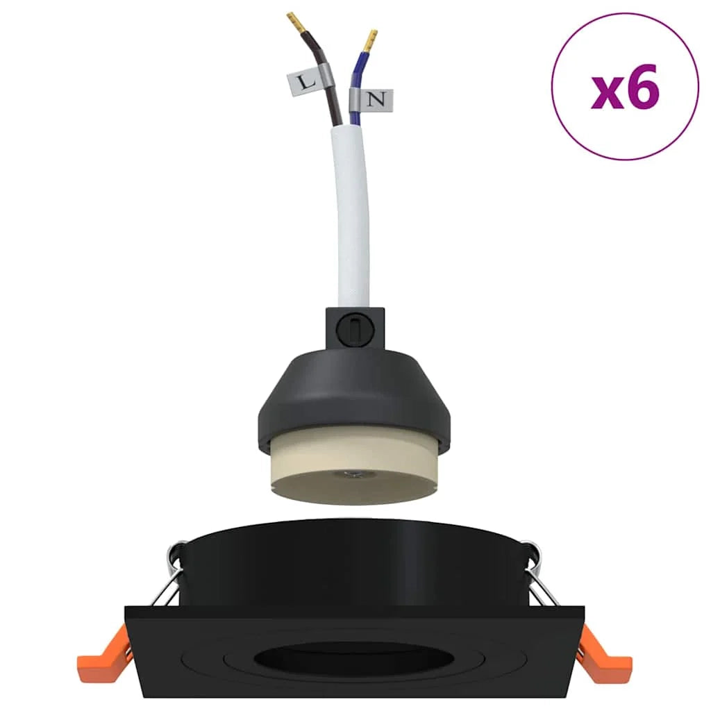 Set di 6 faretti da incasso moderni 9 x 9 x 2 cm orientabili creano un'atmosfera accogliente in alluminio nero 02_0058262