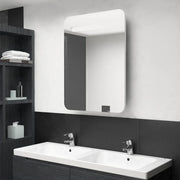 Armadietto Bagno con Specchio e LED Bianco Lucido 60x11x80 cm 326509