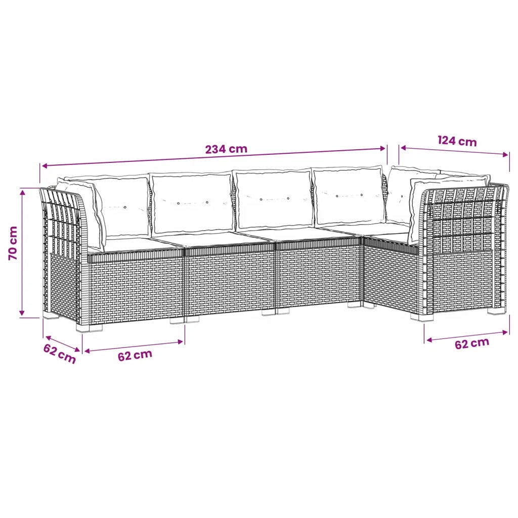 Divano da Giardino 5 Posti con Cuscini Stile Rattan PP Bianco 3444058
