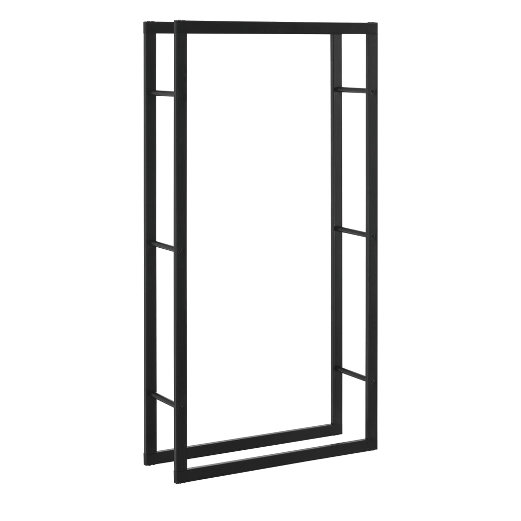 Portalegna 'Täby' (LxPxA) 80 x 25 x 150 cm Deposito per Legna da Ardere Supporto Tronchi Scaffale in Acciaio da Legnaia - Nero [en.casa]