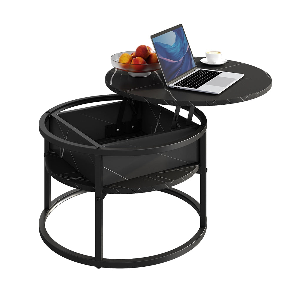 Vicco Tavolino Nero/marmo-bianco 57 x 57 cm