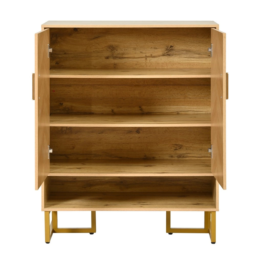 Scarpiera Slim 2 Ante ¨C MINIMAL ¨C Legno con Cornice Metallo Dorato