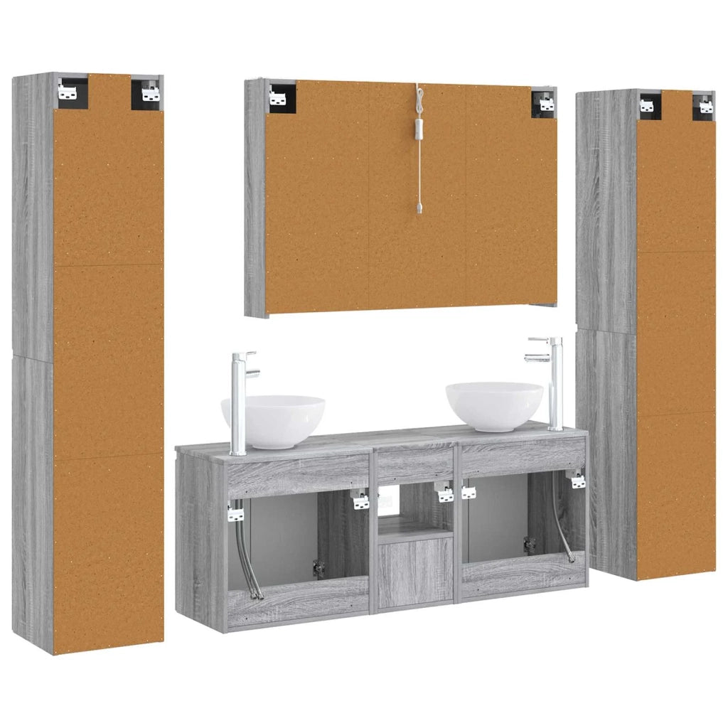 Set di mobili per il bagno 6 pcs Sonoma grigio 3407220