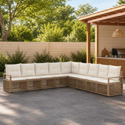 Set Divano da Giardino 9 pz Beige polyrattan 3435735