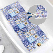 Mat Douchemat Antiscivolo 40 x 100 cm, con Fessure di Drenaggio, Mat Douchemat a Massaggio con Luffa PVC, per Ambiente Bagnato, Rapido Asciugamento