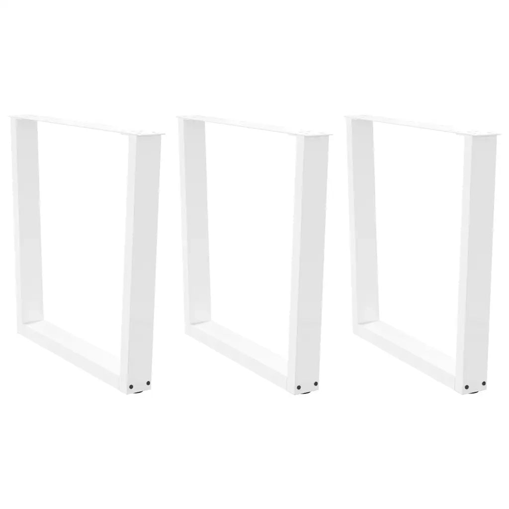Gambe per tavolo da pranzo a forma di V 3 pz bianche 80x(72-73,3) cm in acciaio
