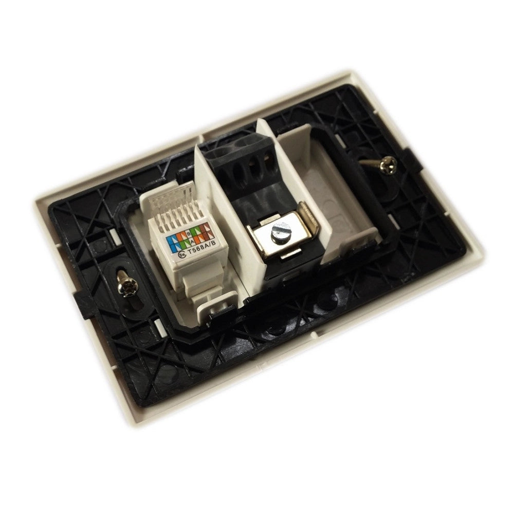 Trade Shop - Placca Placchetta 3 Posti Completa 1 Presa Tv 1 Presa Ethernet Rj45 Incasso 503 -