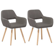 Set di 2 Sedie da Pranzo Rivestimenti in Tessuto Taupe Gambe in Legno Chiaro Stile Moderno Eclettico