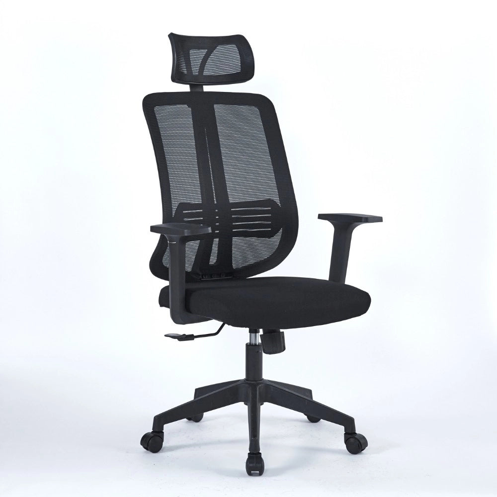 Poltrona ufficio in mesh nero 66x61x117 cm