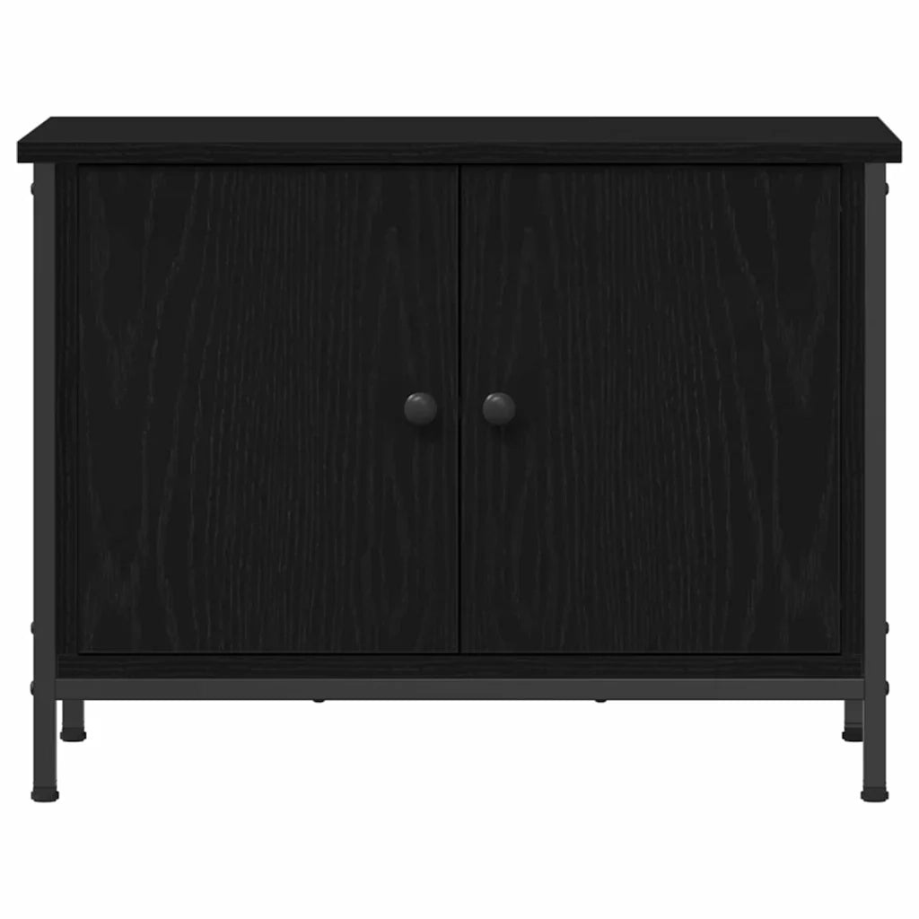 Mobile porta TV rettangolare moderno dimensioni 60 x 35 x 45 cm con vani contenitori funzionali e minimalisti in legno composito nero. Codice articolo: 02_0052435.