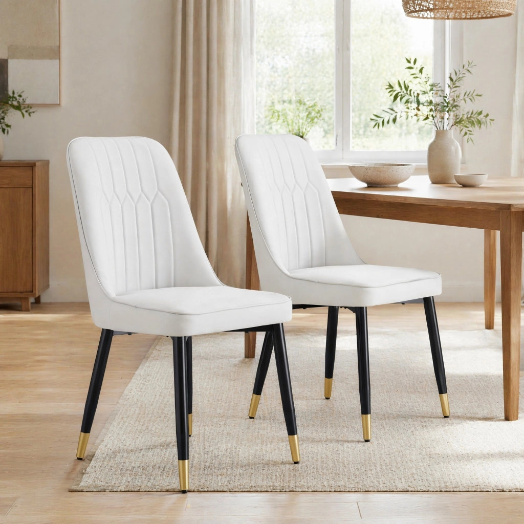 SEDIA da pranzo Set da 2 pezzi 43x41,5 cm PU bianco gambe metallo nero