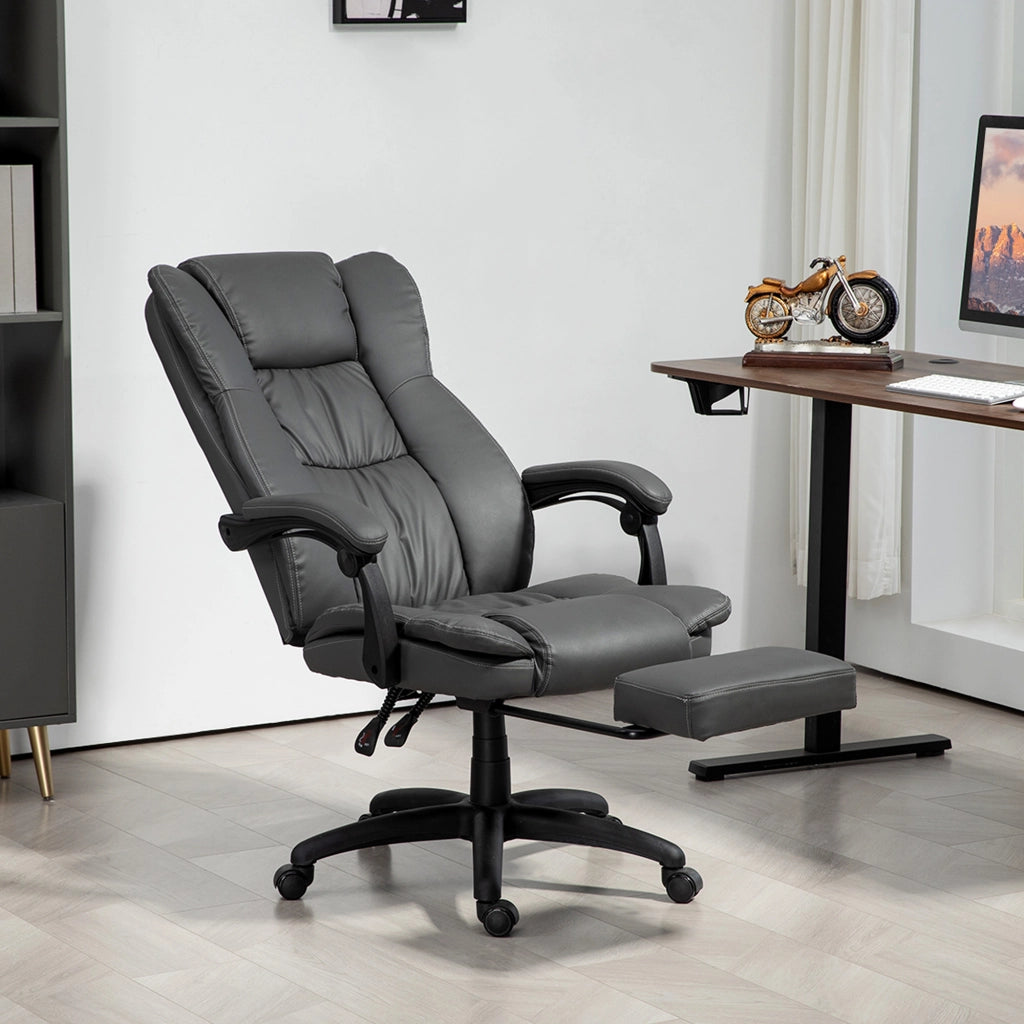 Sedia da ufficio ergonomica con poggiapiedi e massaggio ¨C Xylo ¨C similpelle grigio scuro