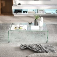 Tavolino in Vetro Temperato Moderno da Salotto con Design Monoblocco, 100x50x35 cm, Trasparente