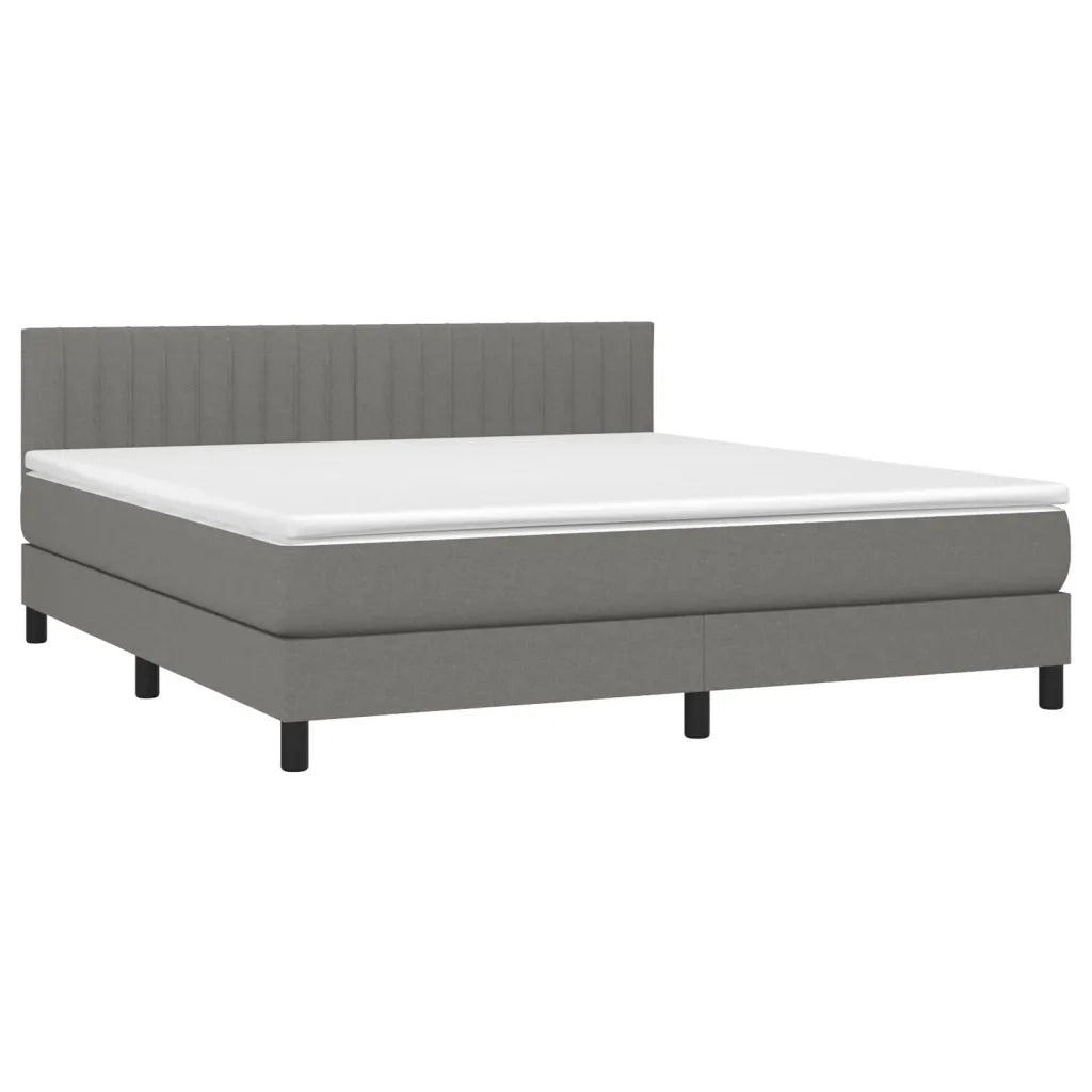 Giroletto a Molle con Materasso Grigio Scuro 160x200 cm Tessuto 3140226
