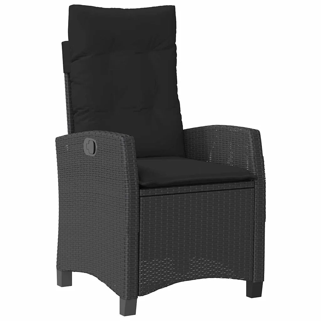 Set da Pranzo per Giardino con cuscino 3 pcs Nero polyrattan