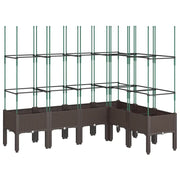 Fioriera | Cassetta per fiori | Vaso Giardino con Graticcio Marrone 160x120x142,5 cm in PP