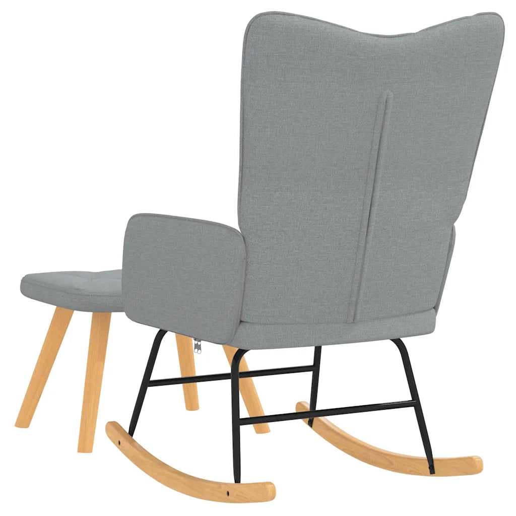 Poltrona a Dondolo con Poggiapiedi Grigio Chiaro in Tessuto cod mxl 51887