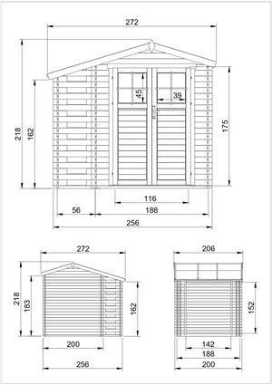 Casetta da Giardino in Legno con Legnaia -  3,53 m2 + 0,97 m2 - TIMBELA M386F