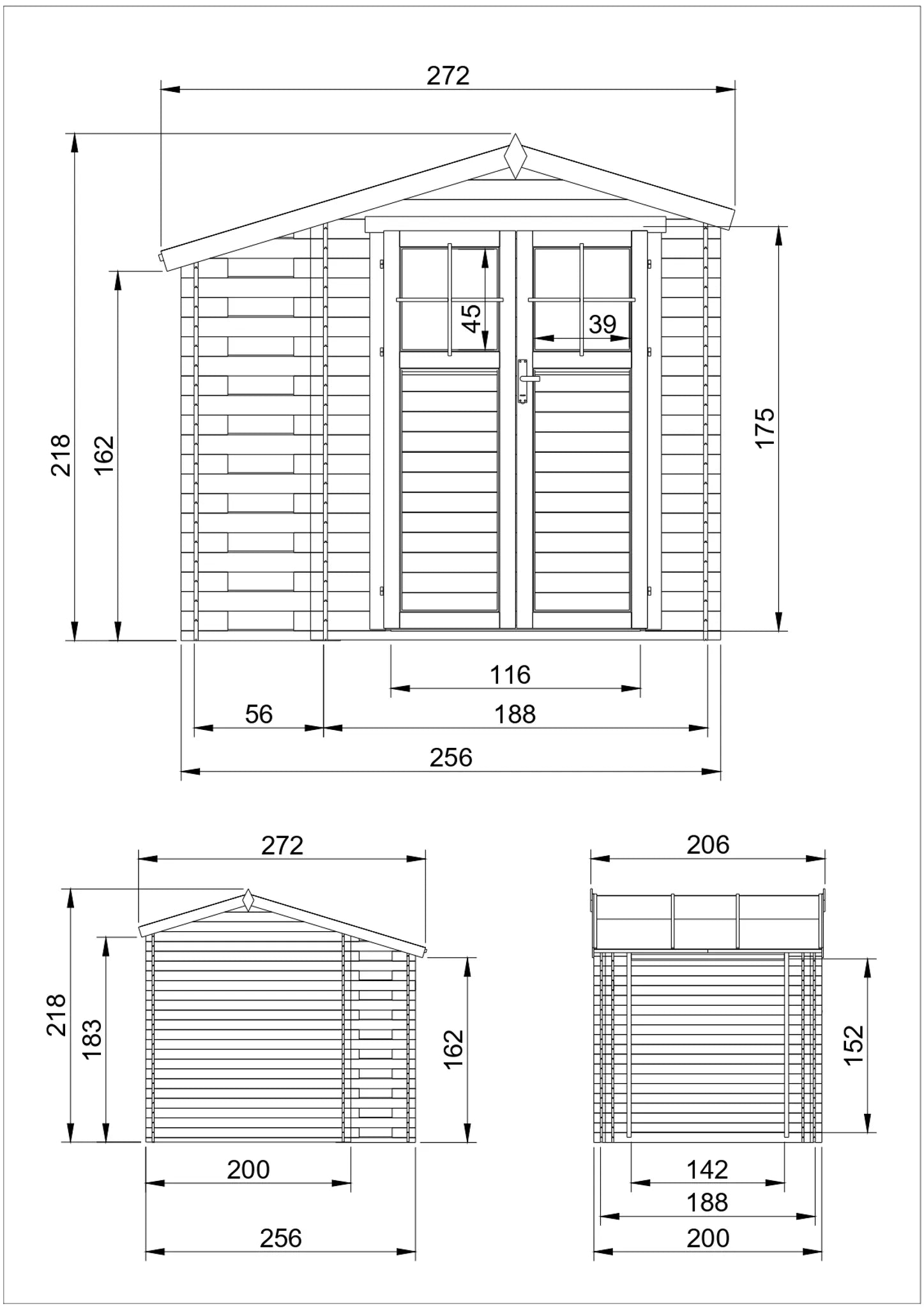 Casetta da Giardino in Legno con Legnaia -  3,53 m2 + 0,97 m2 - TIMBELA M386F+M386G