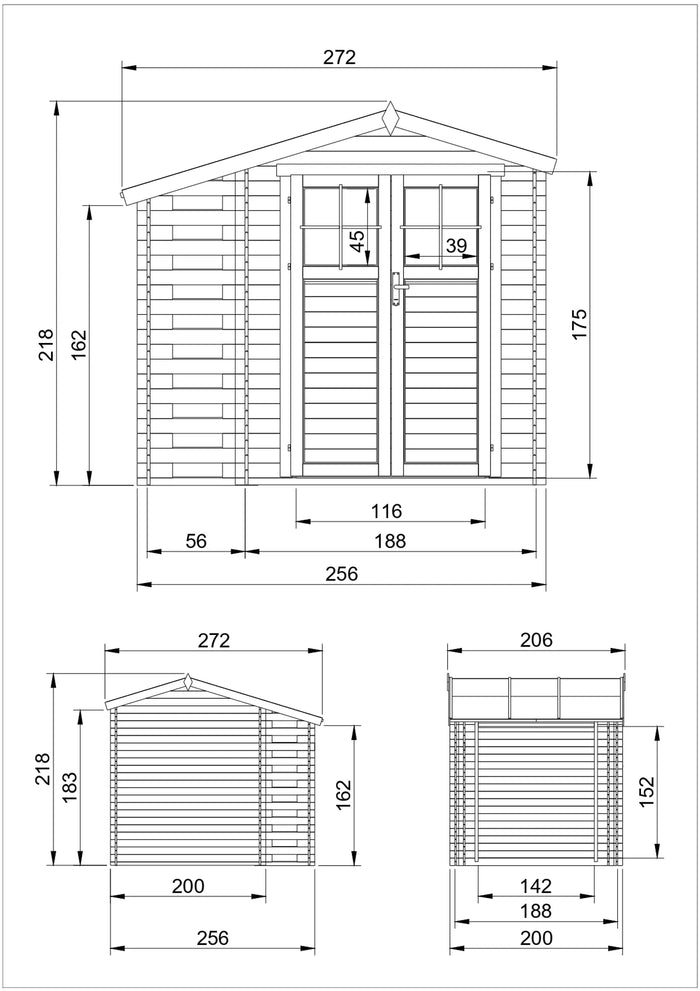 Casetta da Giardino in Legno con Legnaia -  3,53 m2 + 0,97 m2 - TIMBELA M386F+M386G