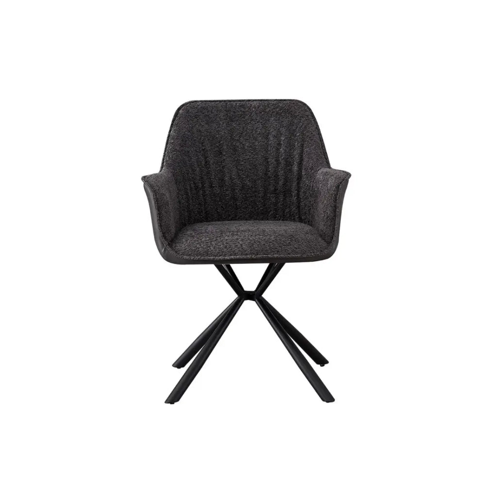 Sedia LUCIA – Bouclé Grigio & Schienale in PU Grigio chiaro – H82.5 × L62 × P63 cm – Stile design