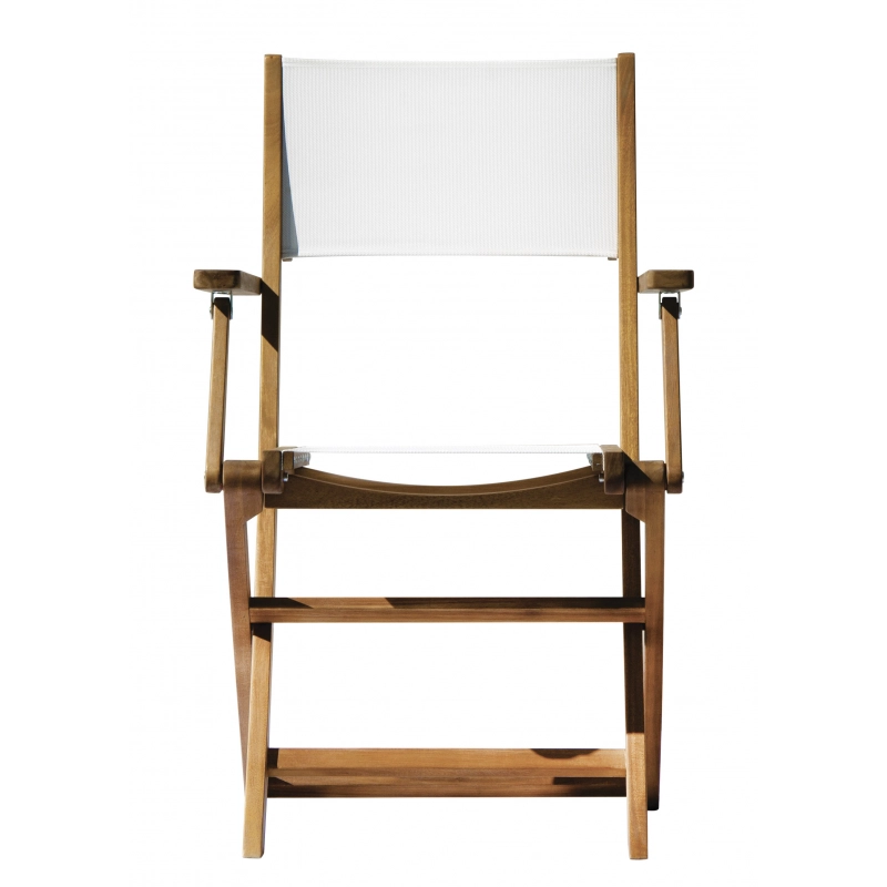 Set Di 2 Sedie Venturina In Acacia Pieghevole Con Textilene Con Braccioli Moia